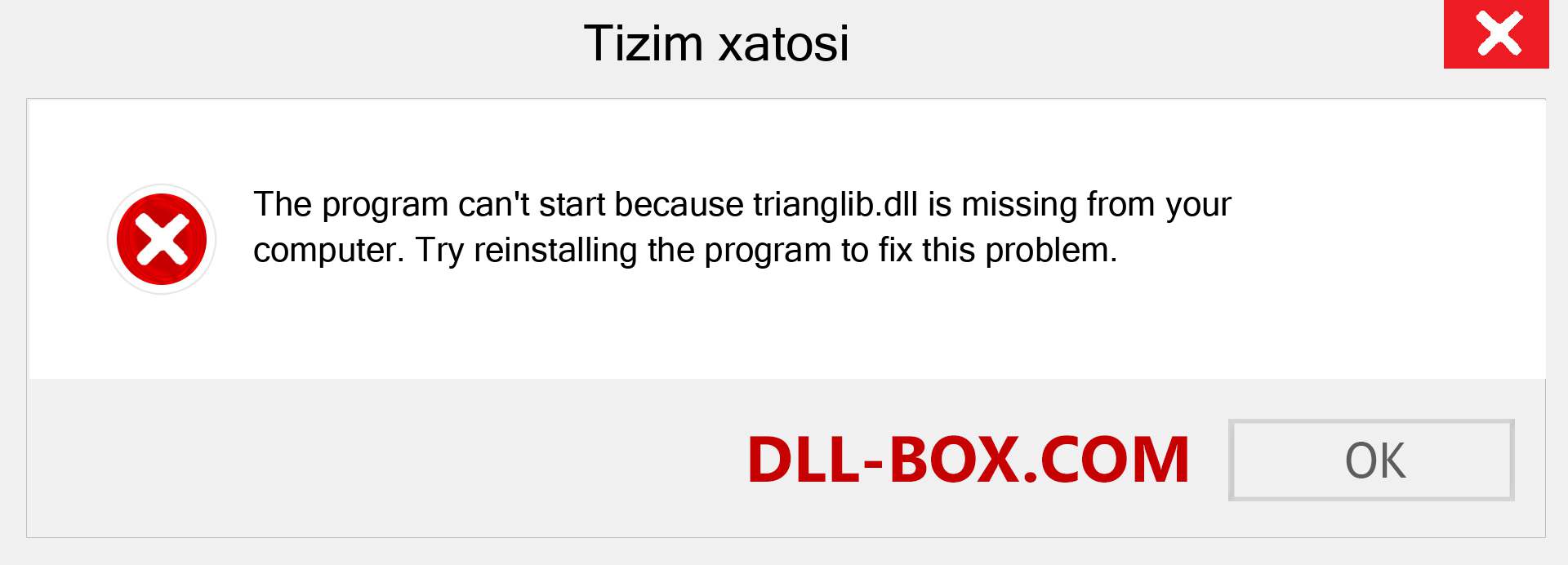 trianglib.dll fayli yo'qolganmi?. Windows 7, 8, 10 uchun yuklab olish - Windowsda trianglib dll etishmayotgan xatoni tuzating, rasmlar, rasmlar